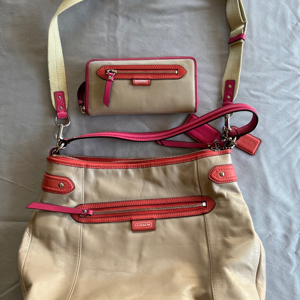 Coach leather bag and matching wallet